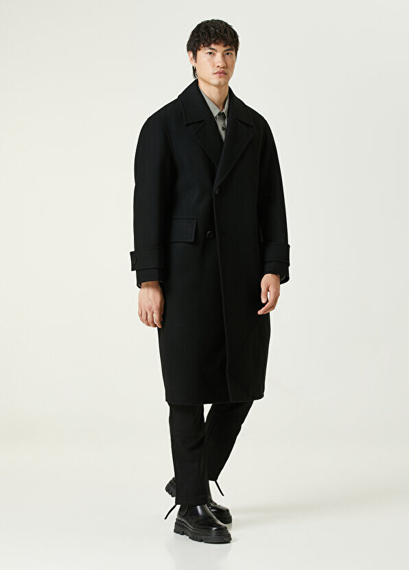 

Черное шерстяное пальто Solid Homme, Черный