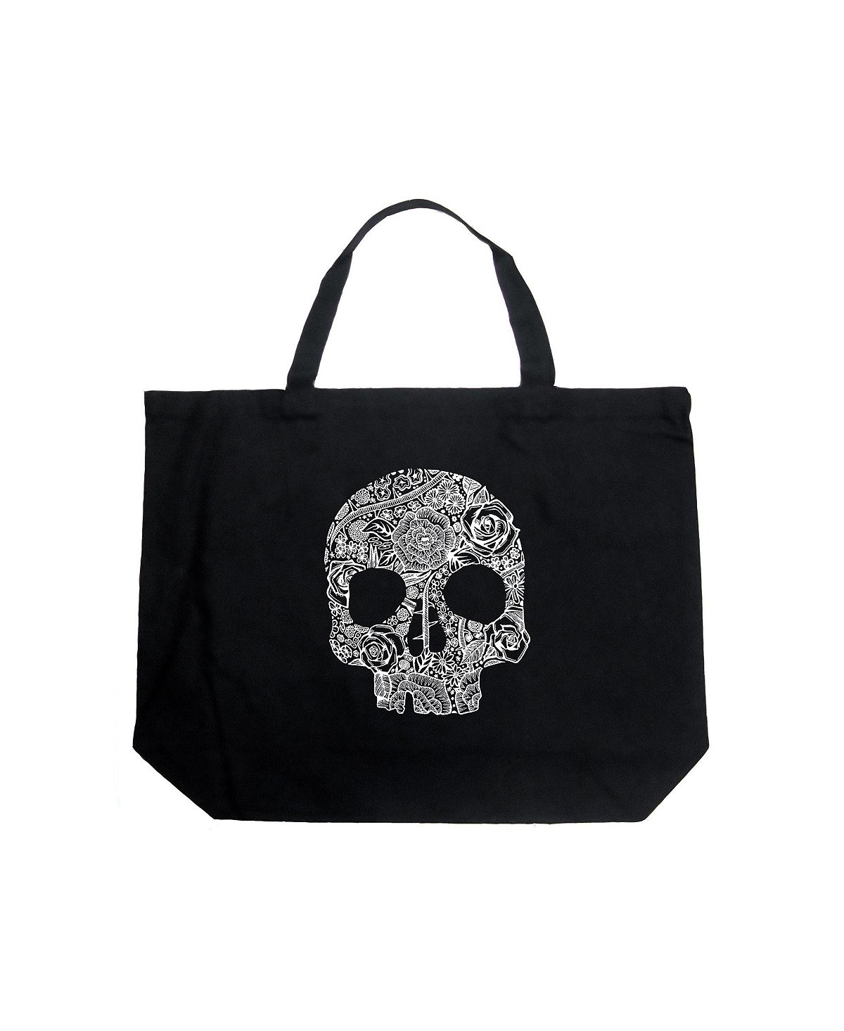 цена Цветочный череп — большая сумка-тоут Word Art LA Pop Art, черный