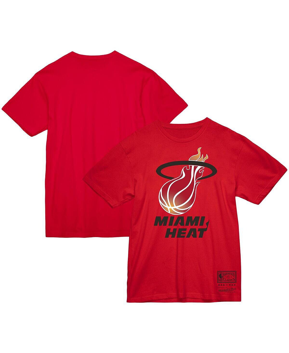

Мужская и женская красная футболка с логотипом Miami Heat Hardwood Classics Throwback Mitchell & Ness, Красный