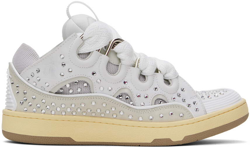 

Белые кроссовки бордюры Lanvin, цвет Moon