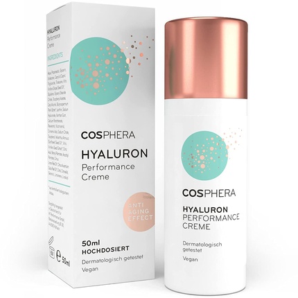 

Hyaluron Performance Cream 50 мл - веганский дневной и ночной крем для лица, шеи, декольте, глаз - увлажняющее средство против морщин для женщин и мужчин, Cosphera