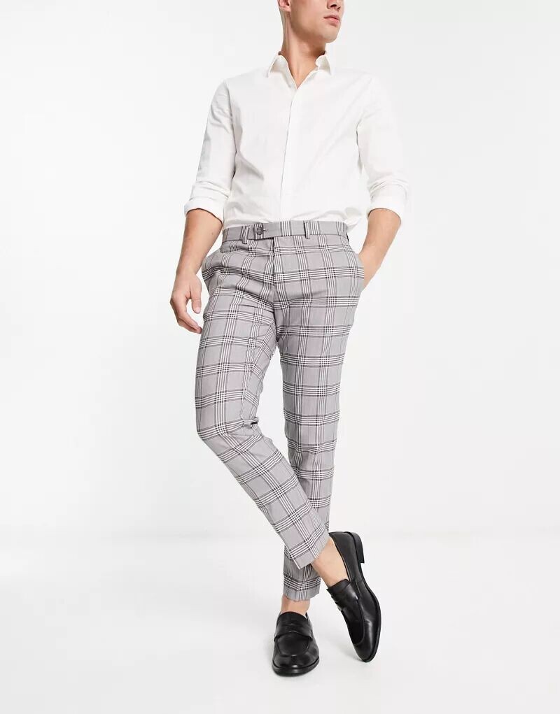 

Серые классические брюки в клетку River Island