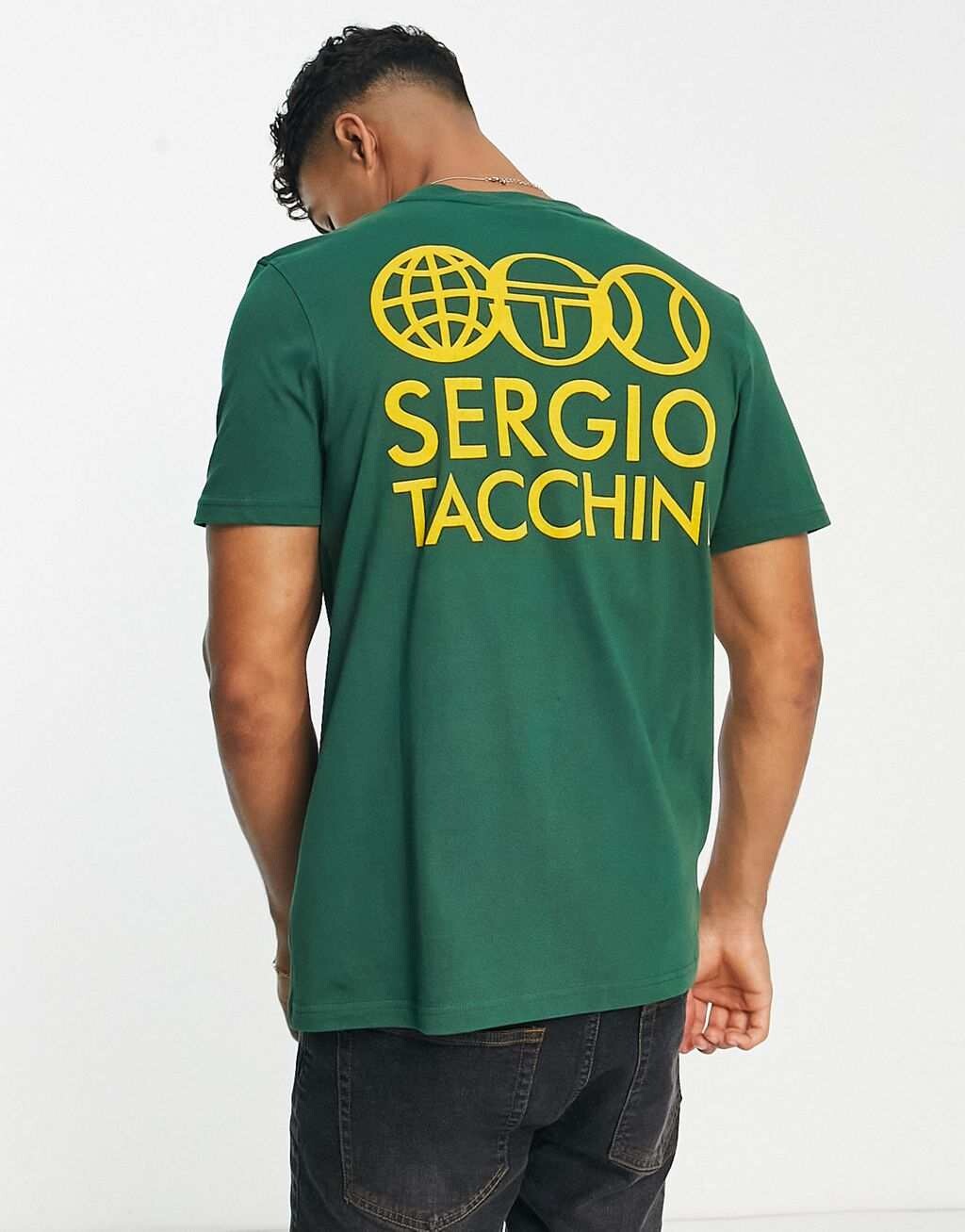 

Зеленая футболка с принтом на спине Sergio Tacchini, Зеленый