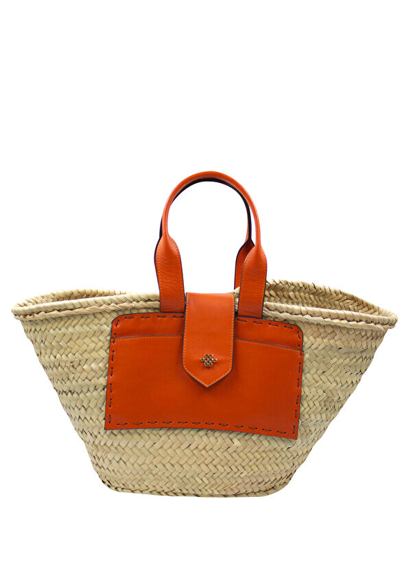 

Rhodes bag оранжевая женская сумка из кожи и льна с деталями LOVECAN & BAG