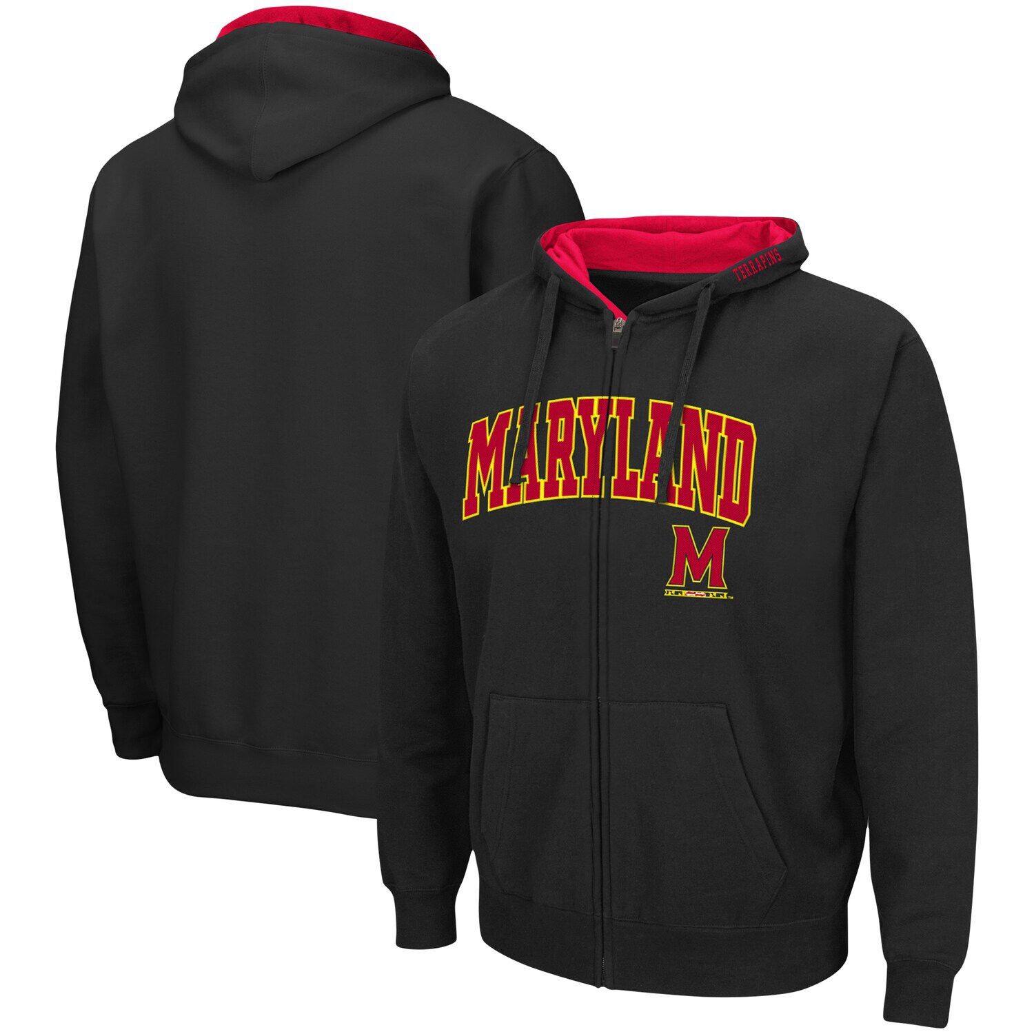 

Мужская черная толстовка с молнией во всю длину Maryland Terrapins Arch & Logo 3.0 Colosseum, Черный