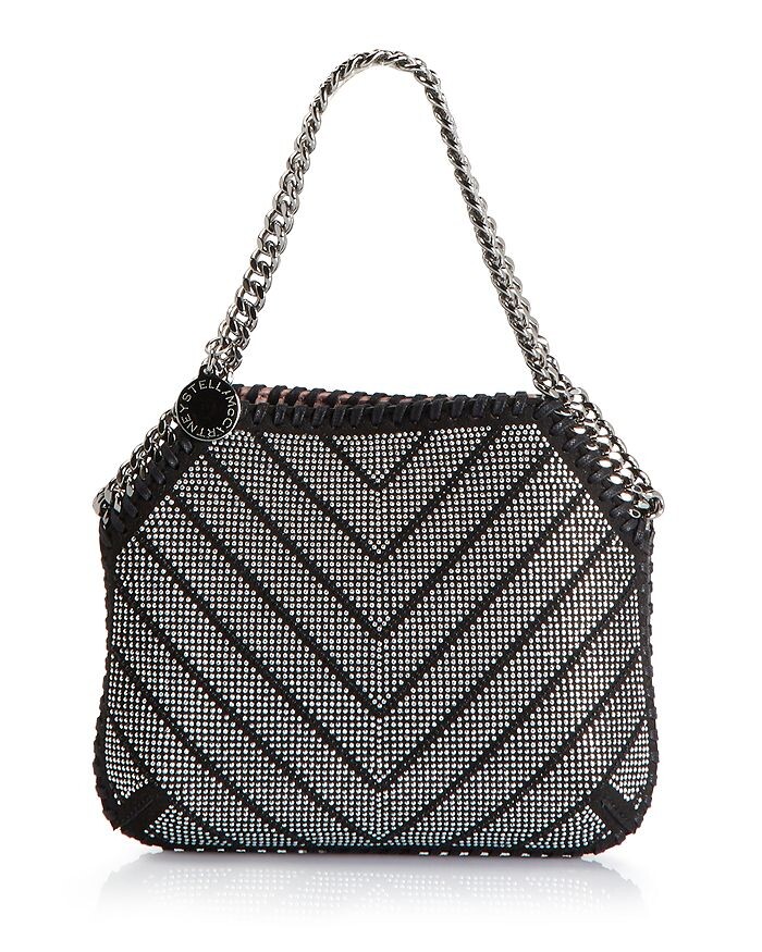 

Миниатюрная сумка через плечо Falabella с кристаллами и шевроном Stella McCartney