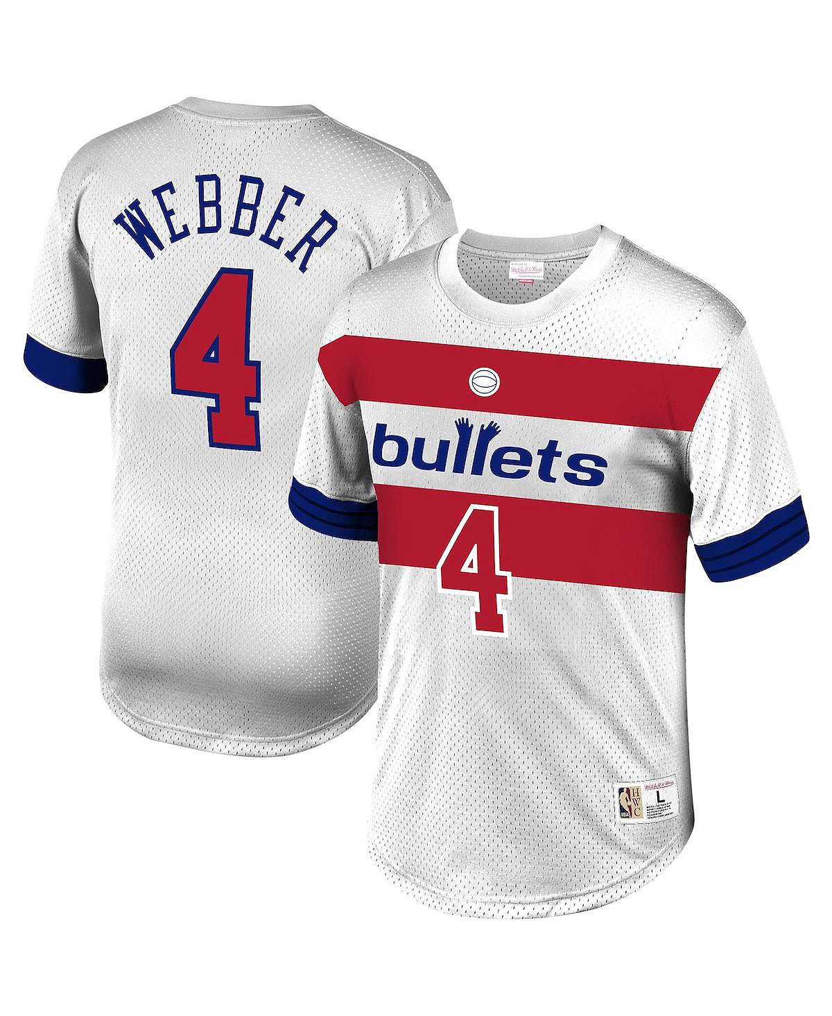 webber Мужская белая сетчатая футболка Chris Webber Washington Bullets Mitchell & Ness