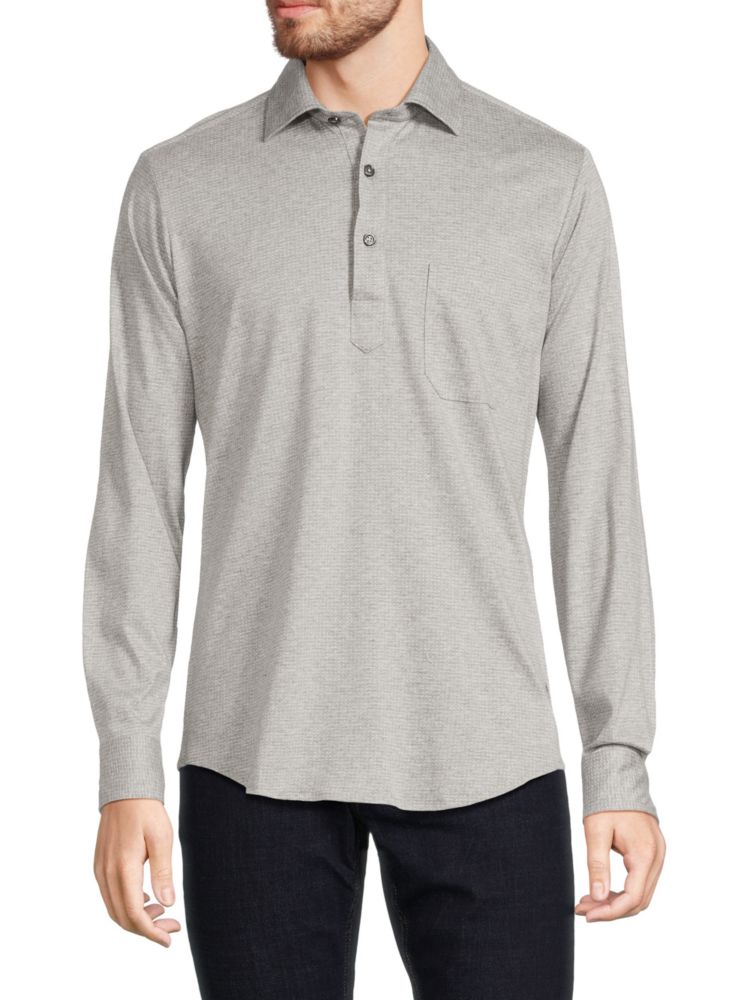 Трикотажная футболка-поло с точечным принтом Samuelsohn, серый