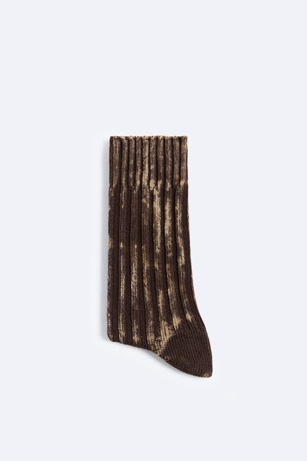Носки в ребрику ZARA, коричневый