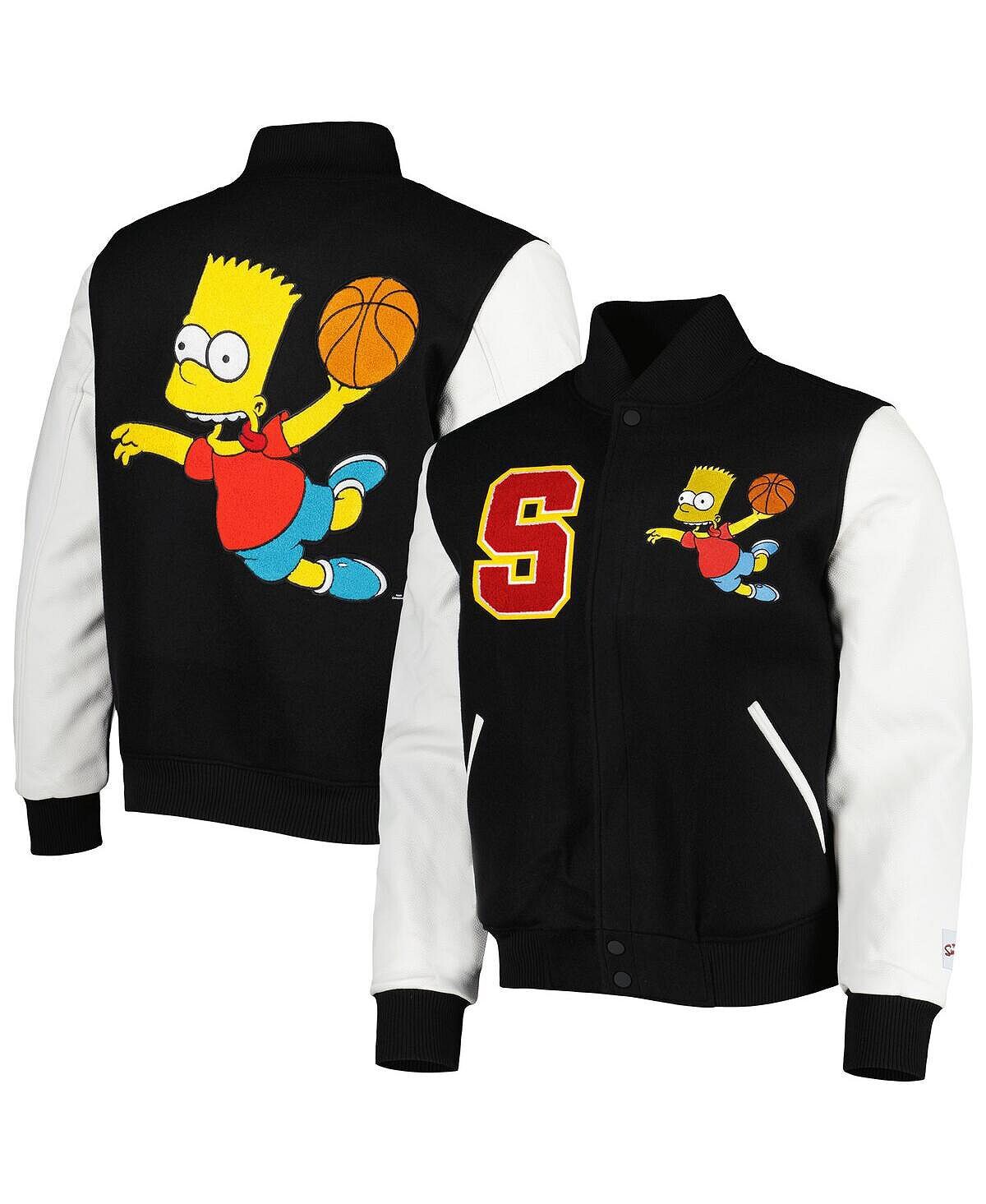 

Мужская черная, белая университетская куртка с молнией во всю длину The Simpsons Bart Ballin Freeze Max, Черный
