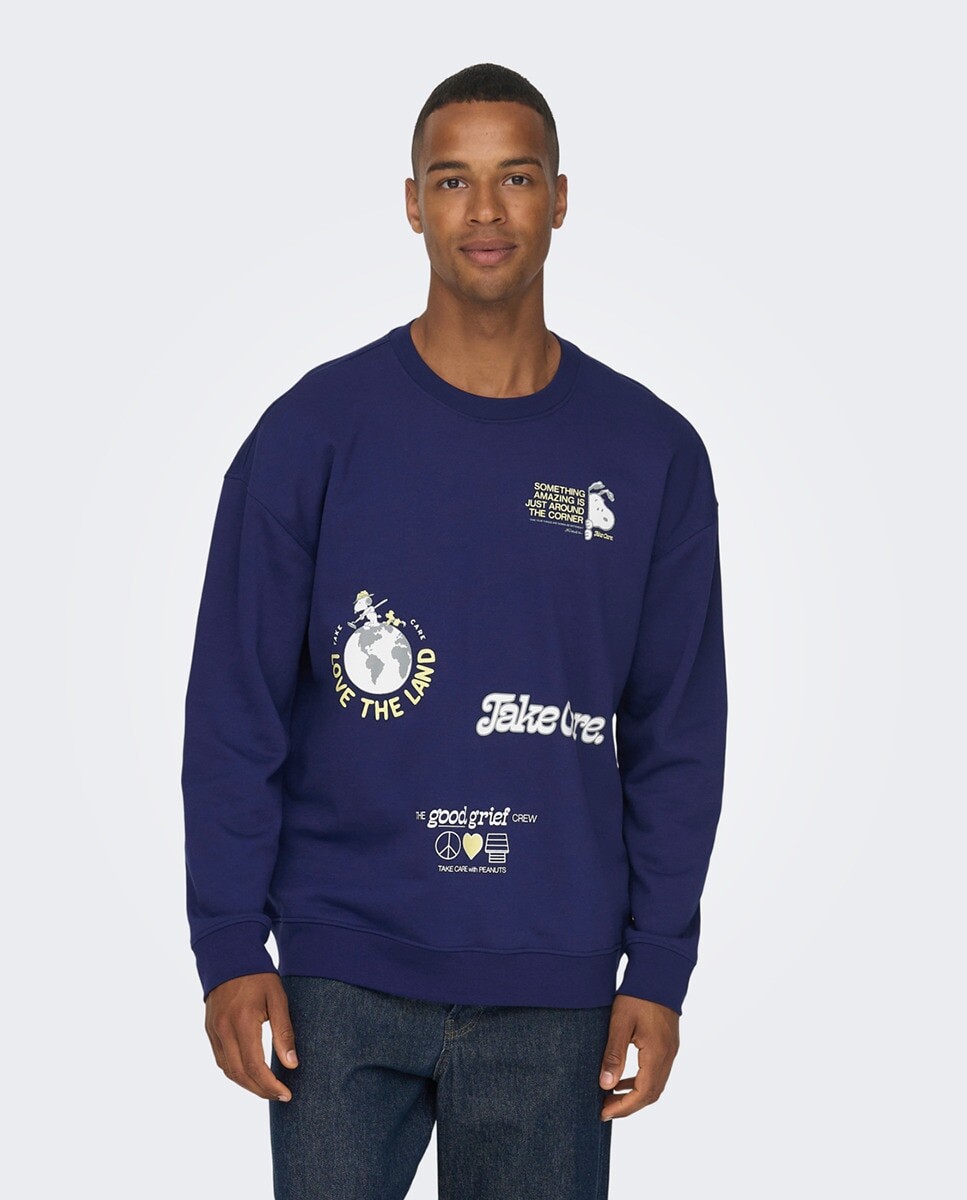 

Базовая мужская толстовка Snoopy Only & Sons, синий