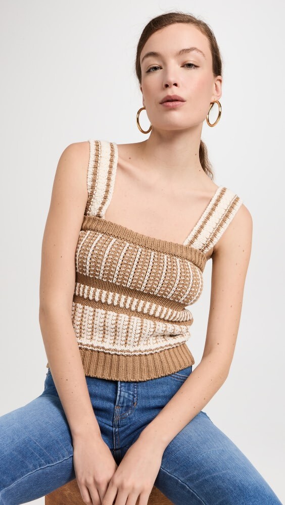 

Блуза Veronica Beard Voya Knit Tank, хаки