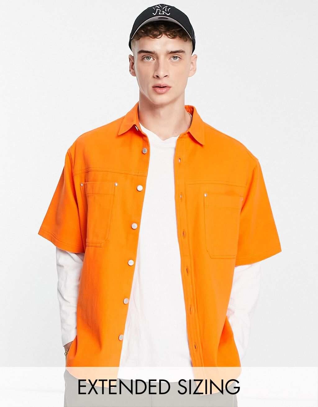 

Ярко-оранжевая джинсовая рубашка свободного кроя ASOS DESIGN