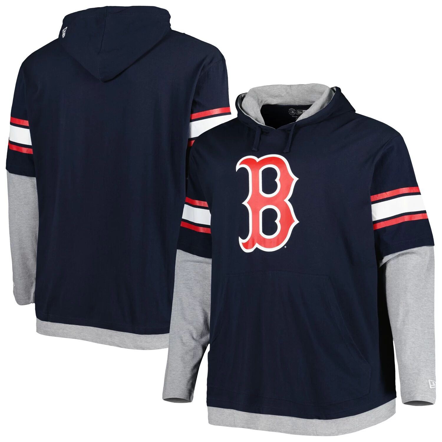 

Мужской темно-синий пуловер с капюшоном Boston Red Sox Big & Tall Twofer New Era