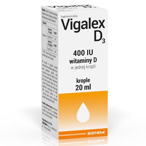 

Vigalex, Витаминные капли D3 для детей 400 МЕ, 20 мл