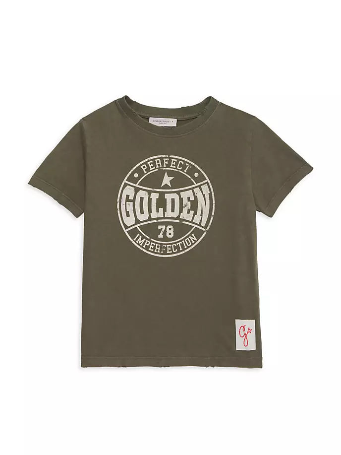 

Футболка с логотипом Little Boy's & Boy's Golden Goose, цвет dusty olive