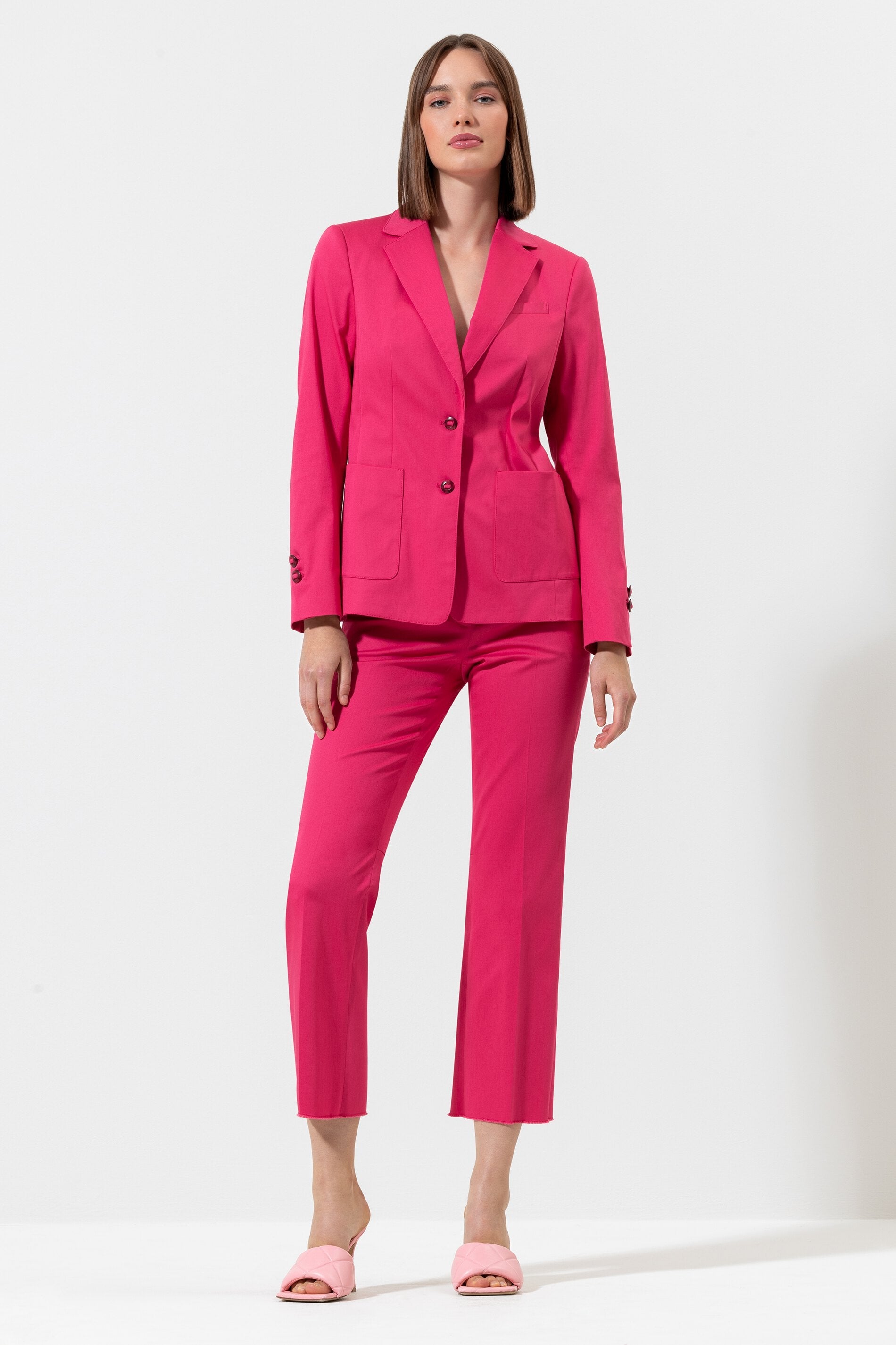 Габардиновый пиджак LUISA CERANO, цвет taffy pink пуловер с яркими полосками luisa cerano цвет taffy pink multi