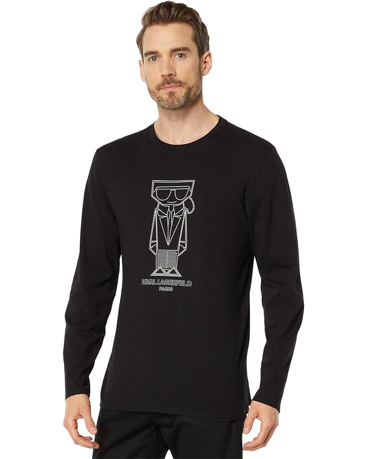 

Футболка Karl Lagerfeld Paris Outlined Kocktail Karl Long Sleeve, черный