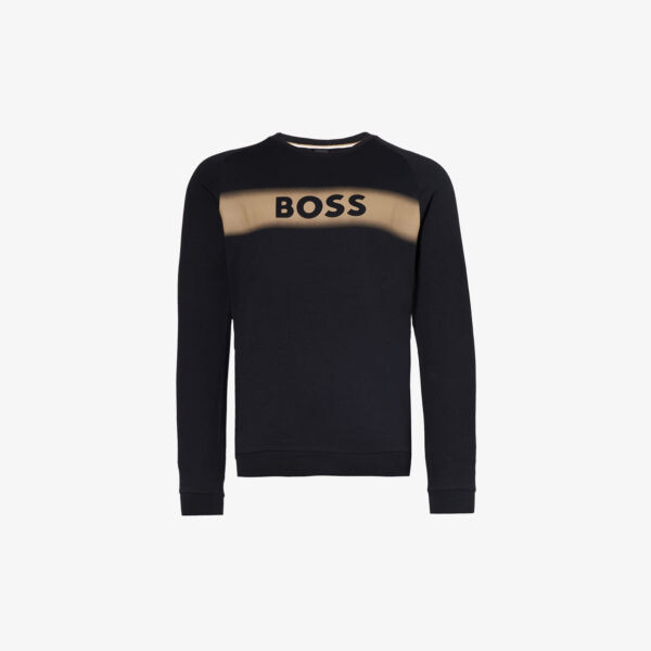 

Толстовка из хлопкового джерси с фирменным принтом Boss, черный