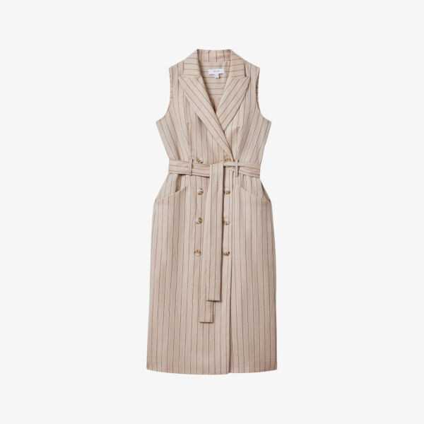 

Тканое платье миди andie в тонкую полоску Reiss, цвет neutral