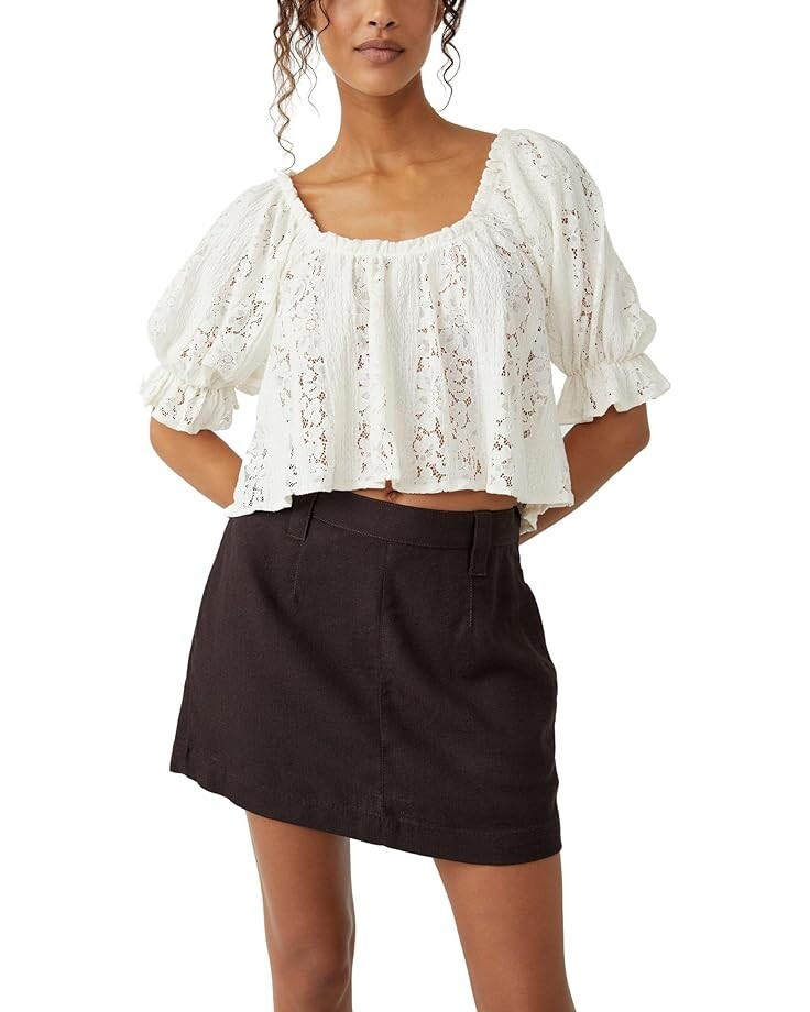 Топ Free People Stacey Lace, слоновая кость топ free people maisie cutwork слоновая кость