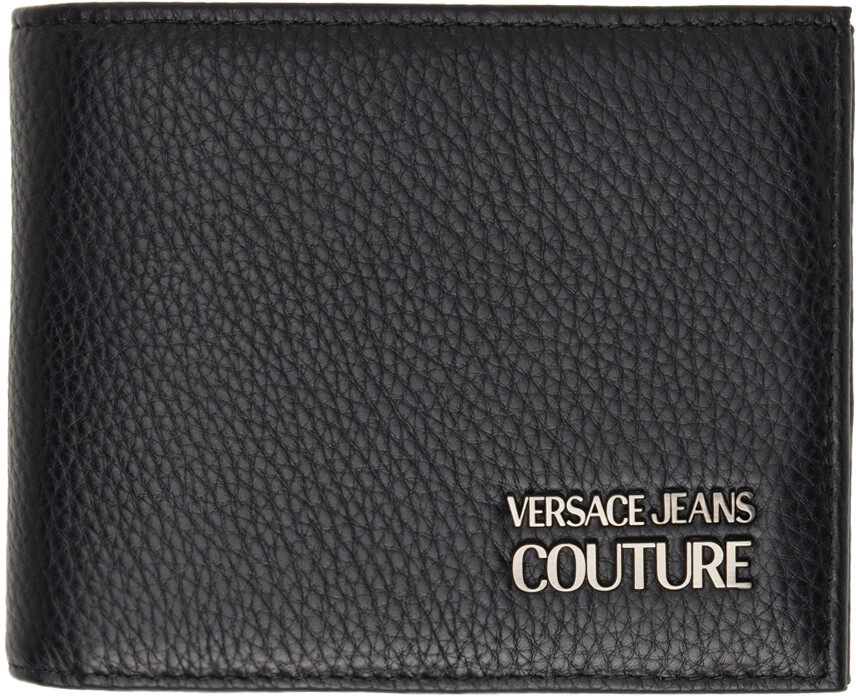 

Черный кошелек двойного сложения с логотипом Versace Jeans Couture