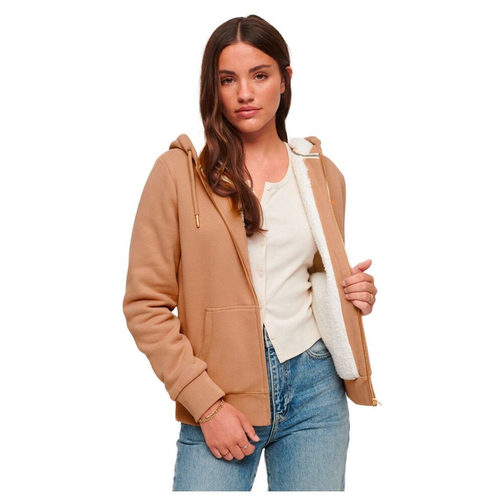 

Толстовка Superdry Essential Borg Lined Full Zip, коричневый