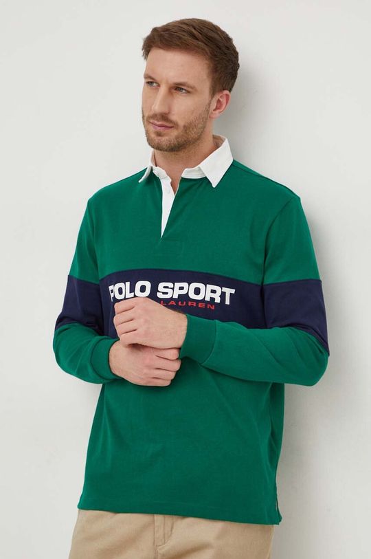 Хлопковый топ с длинными рукавами Polo Ralph Lauren, зеленый e24 трикотажная футболка поло с длинными рукавами 3 1 phillip lim цвет grass
