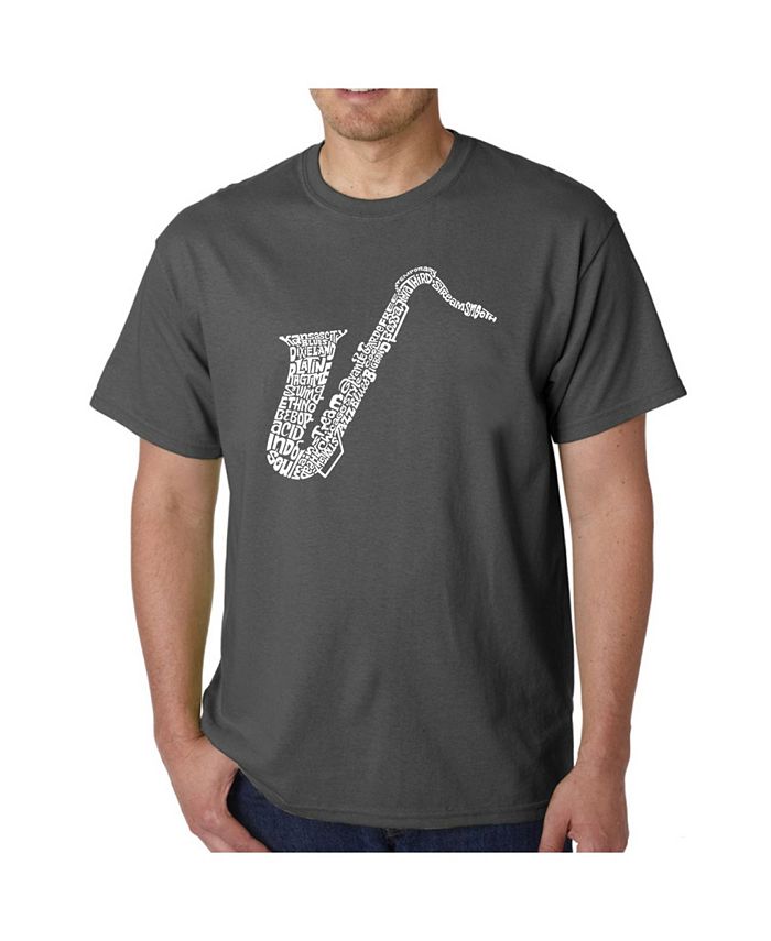 Мужская футболка с рисунком Word Art — саксафон LA Pop Art, серый мужская футболка джаз музыкант jazz саксофон m зеленый