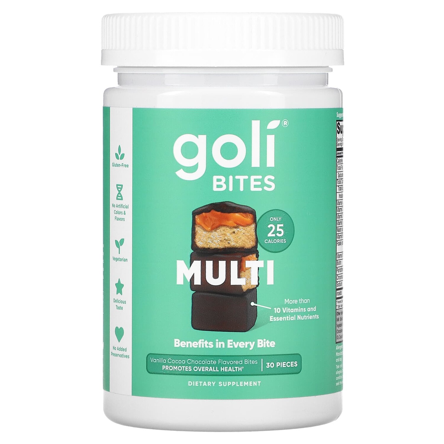 

Multi Bites, ванильный шоколад с какао, 30 шт., Goli Nutrition