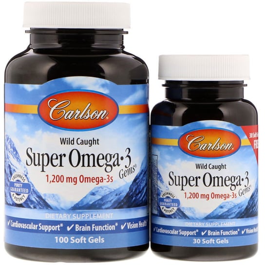 Carlson Labs Wild Caught Super Omega-3 Gems 1200 мг 100 + 30 капсул carlson wild caught super omega 3 gems высокоэффективная омега 3 из морской рыбы 600 мг 100 плюс 30 капсул