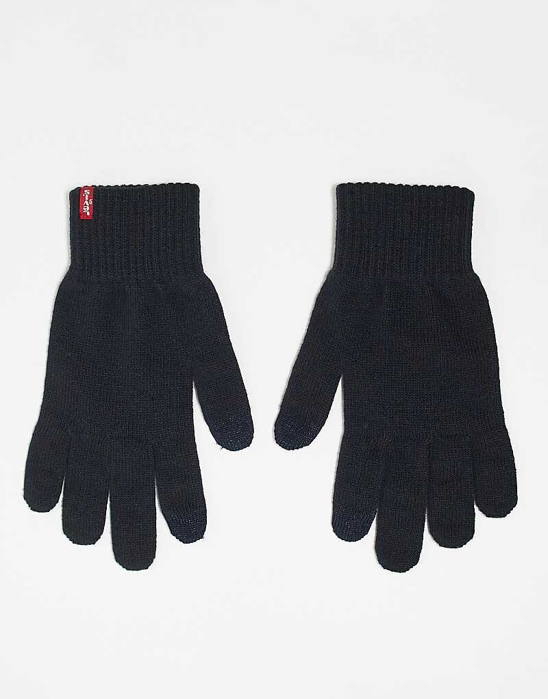 

Темно-синие вязаные перчатки Levi's с логотипом для сенсорного экрана