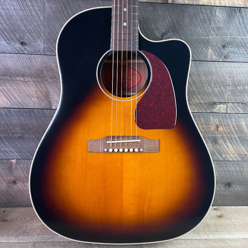 цена Акустическая гитара Epiphone J-45 EC Acoustic-Electric Guitar - Aged Vintage Sunburst Gloss 22022303816