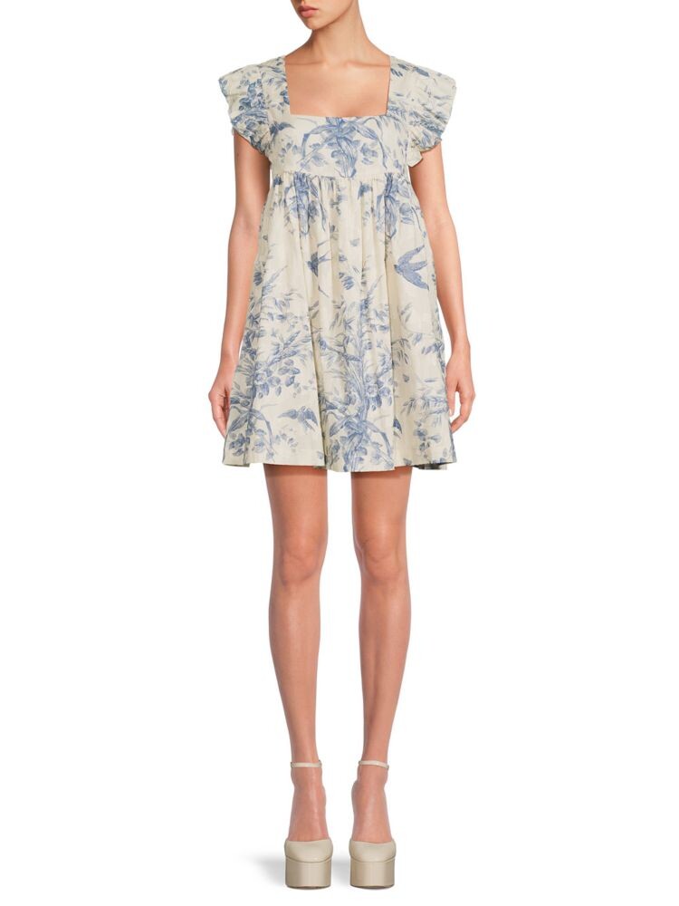 

Мини-платье с цветочным принтом Redvalentino, слоновая кость, Бежевый
