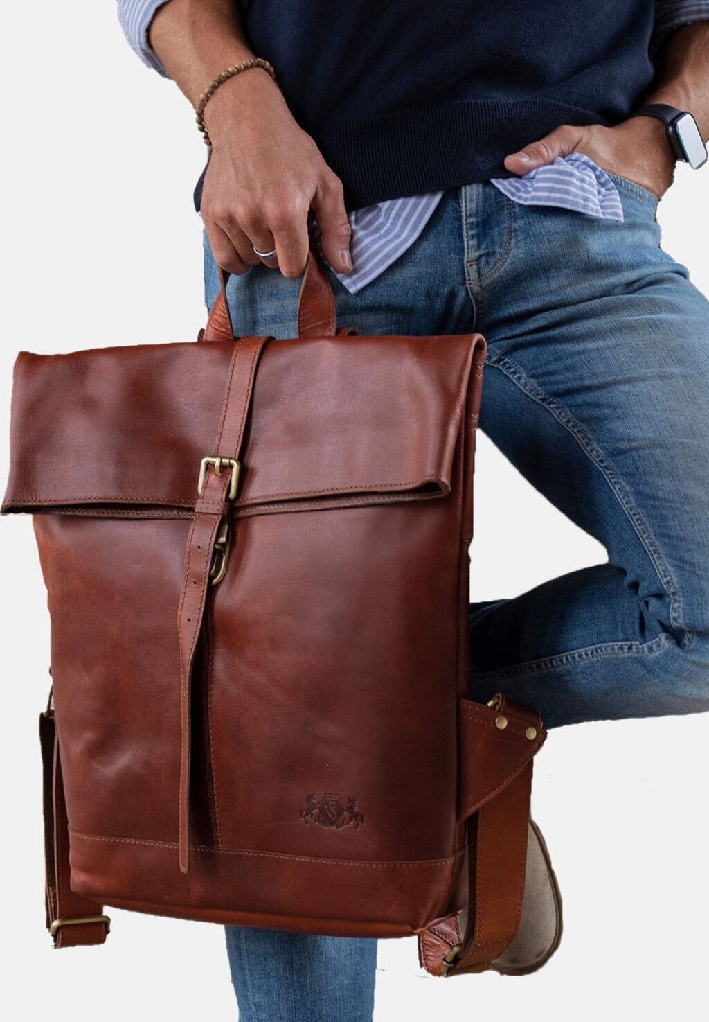 

Повседневный рюкзак ROLLTOP LEATHER BACKPACK JAY SID & VAIN, цвет braun