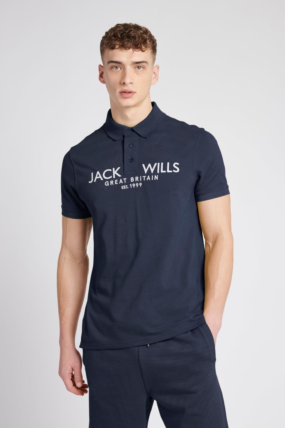 

Белая рубашка-поло из пике Jack Wills, синий