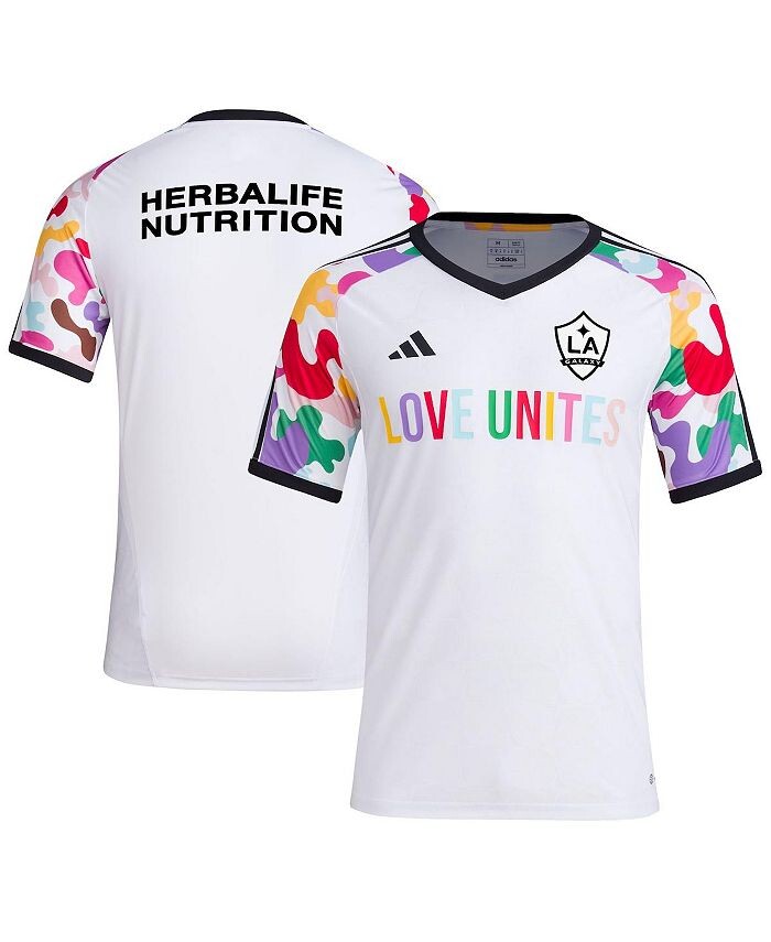 

Мужская белая предматчевая футболка LA Galaxy 2023 Pride adidas, белый