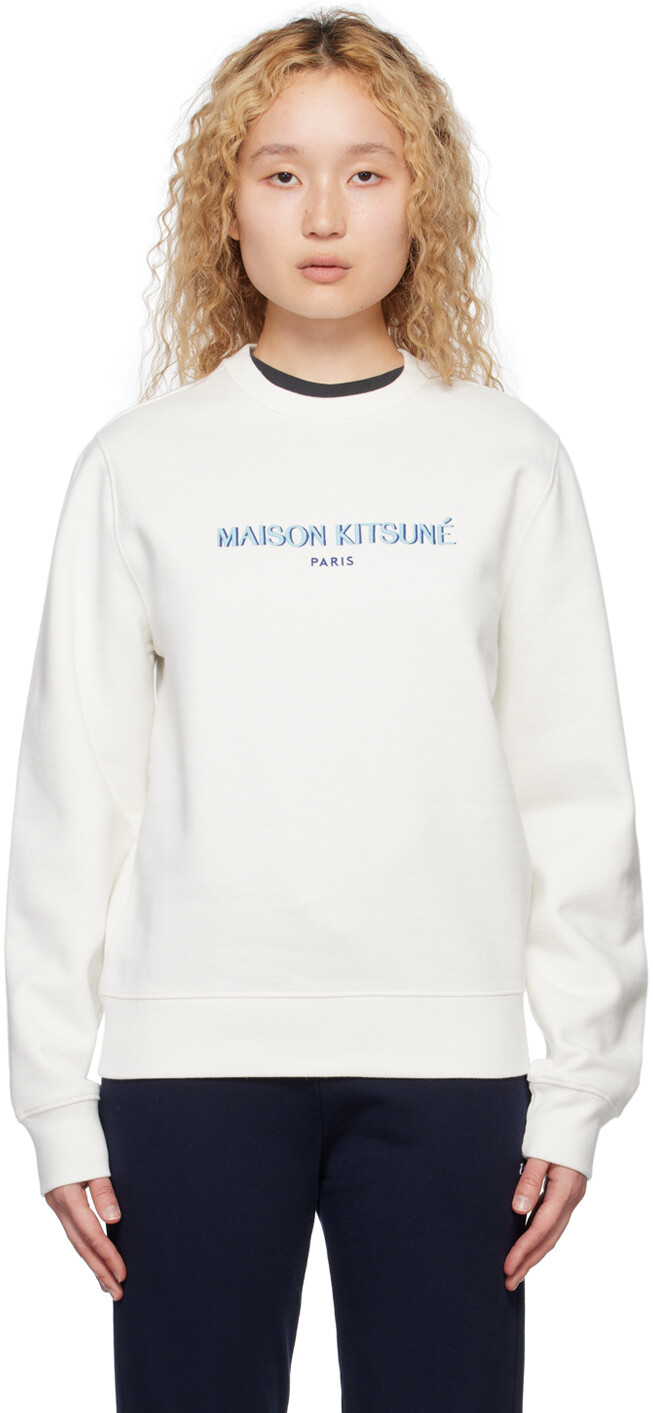 

Белый свитшот с вышивкой Maison Kitsune