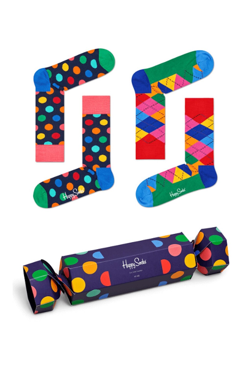 

Праздничный крекер Big Dot, 2 упаковки Happy Socks, разноцветный