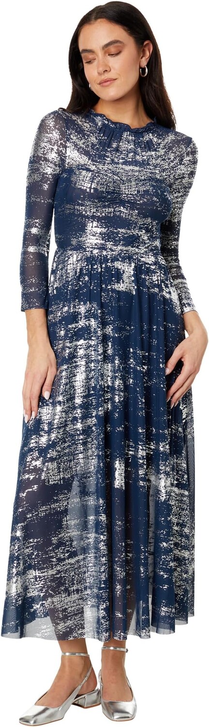 

Платье Iggiey с рукавами 3/4 и юбкой с рюшами Ted Baker, темно-синий