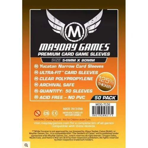 

Чехол для карточек Mayday Premium 50 Clear Yucatan Card Sleeves 54 X 80Mm Mayday Games