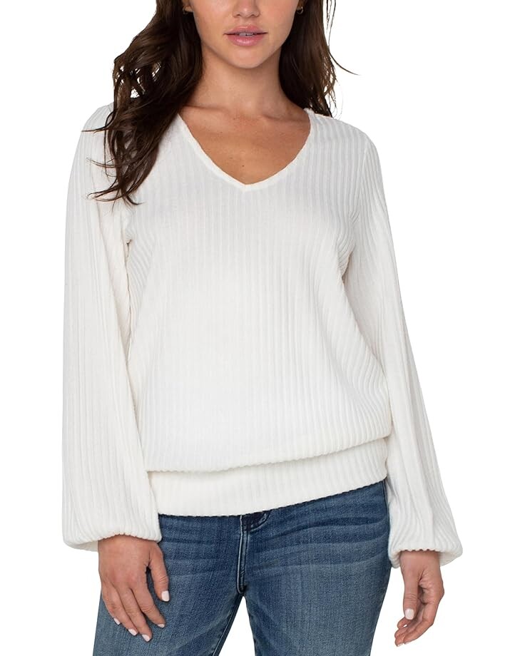 

Свитер Liverpool Los Angeles Twist Back Long Sleeve Knit Top, кремовый, Бежевый