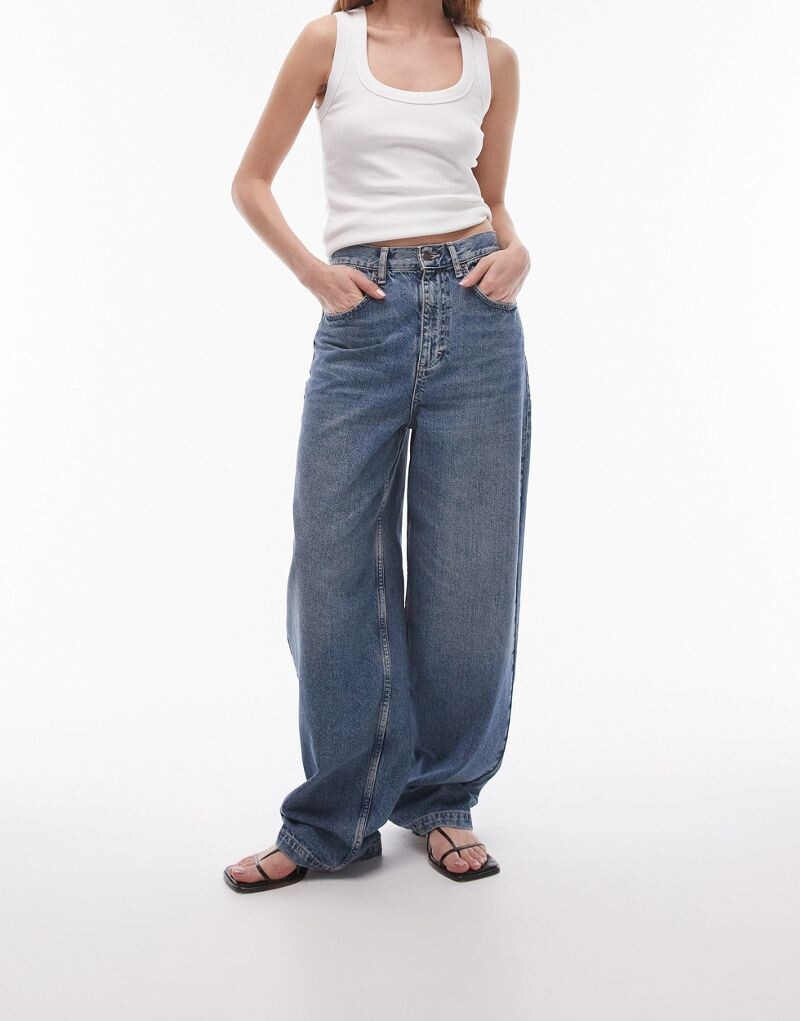 

Мешковатые джинсы Topshop с высокой посадкой Authentic Blue