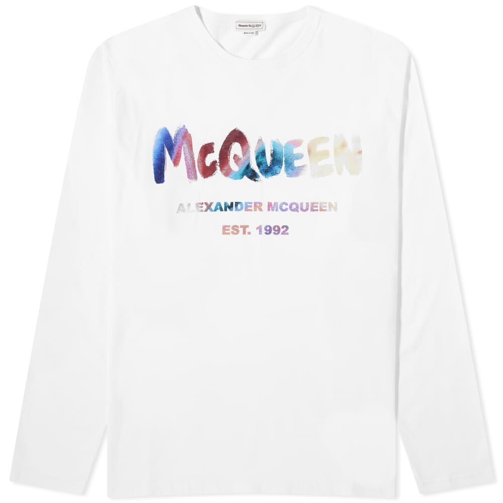 

Футболка с длинным рукавом и светящимся логотипом в стиле граффити Alexander McQueen, белый