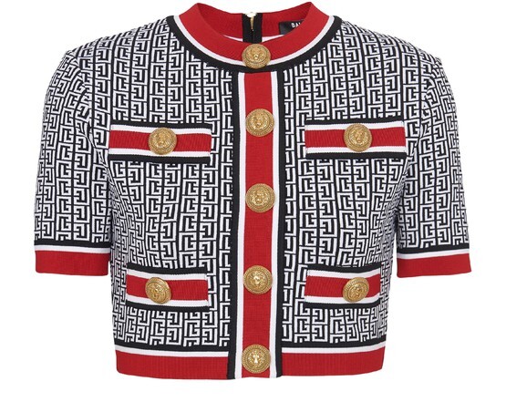 

Короткий топ из жаккарда с монограммой Balmain