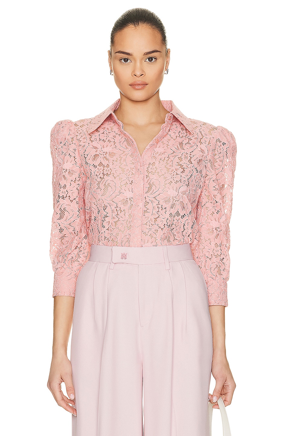 

Блузка L'Agence Andrea 3/4 Sleeve Lace, цвет Rose Tan