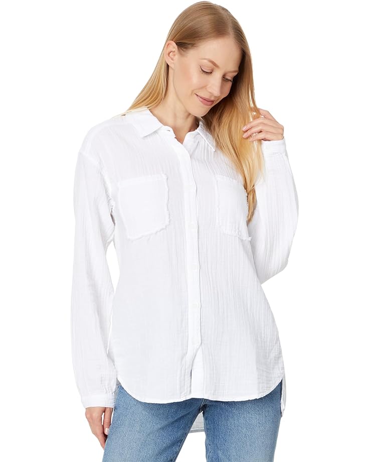 Рубашка Mod-o-doc Long Sleeve Button-Up, белый пуловер mod o doc washed corduroy long sleeve 1 2 zipped shacket