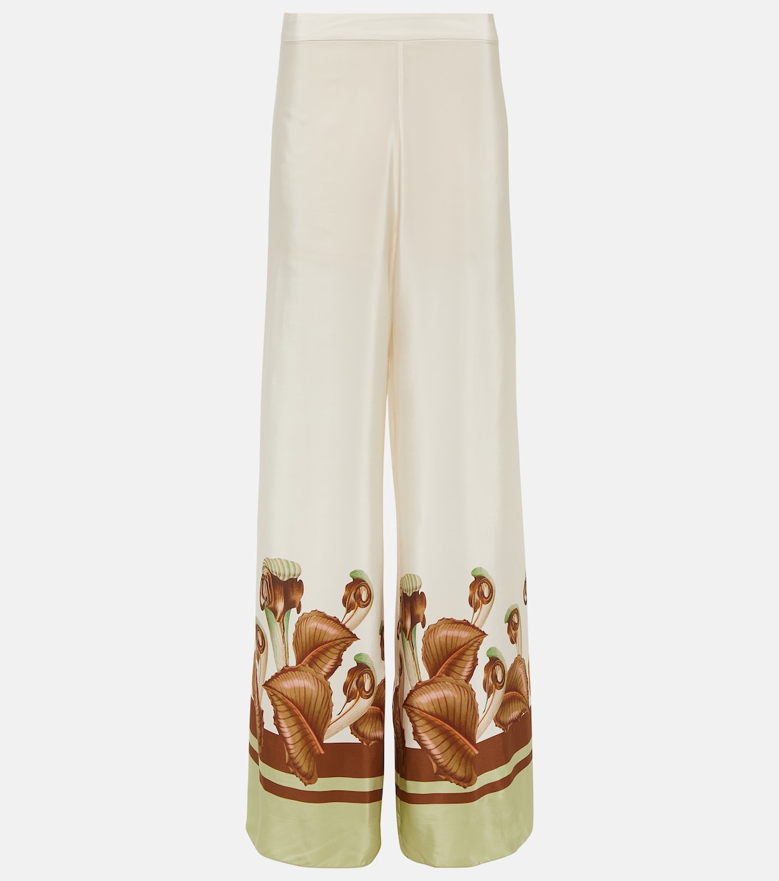Широкие шелковые брюки arisaema с высокой посадкой Adriana Degreas, белый