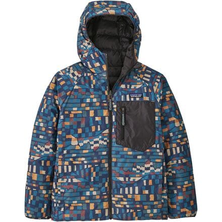 

Двусторонний пуховый свитер с капюшоном — детский Patagonia, цвет Fitz Roy Patchwork: Ink Black