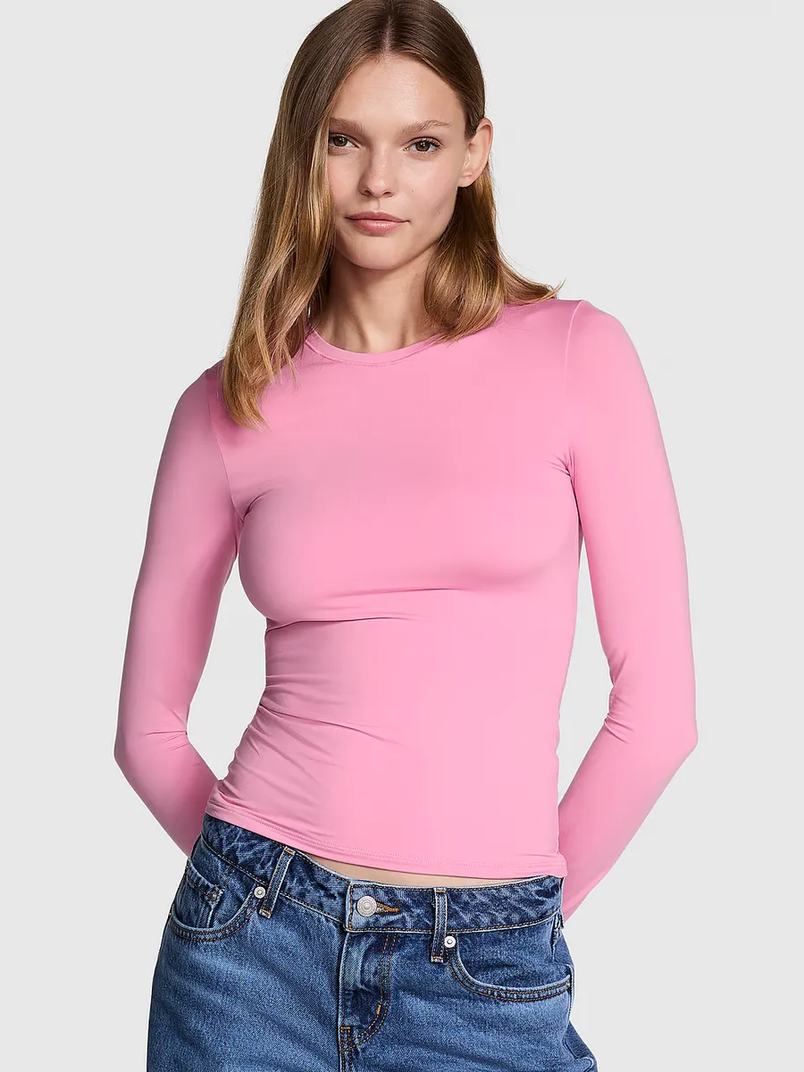 

Базовая эластичная футболка с длинными рукавами Pink, розовый